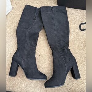 Black suede boots worn once